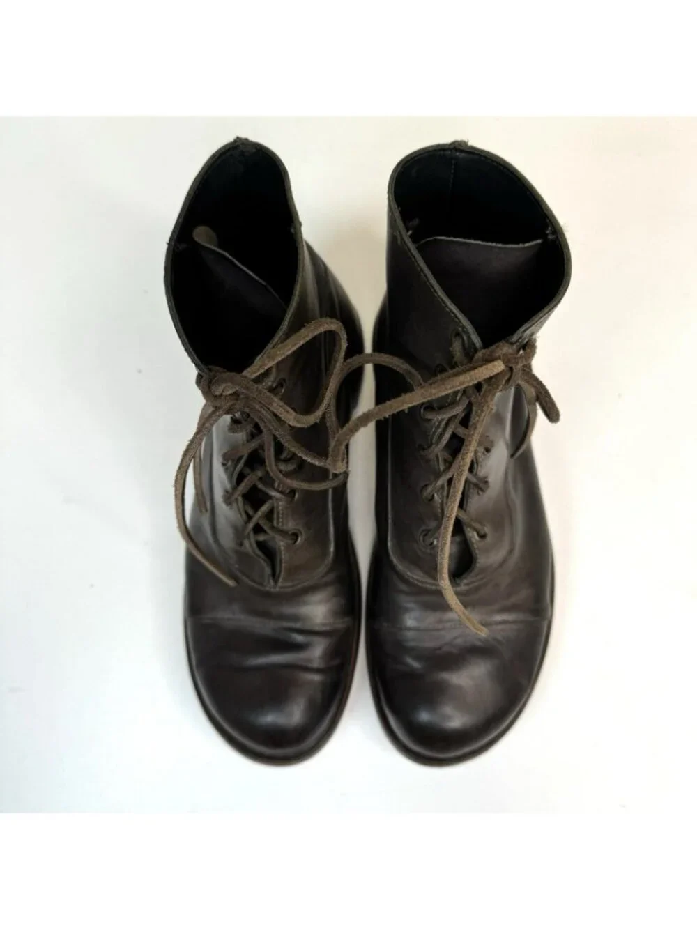 CYDWOQ Ankle Boots Lace Up Brown Leather Made USA Women Size 38.5 | US 8.5 - Picture 3 of 10